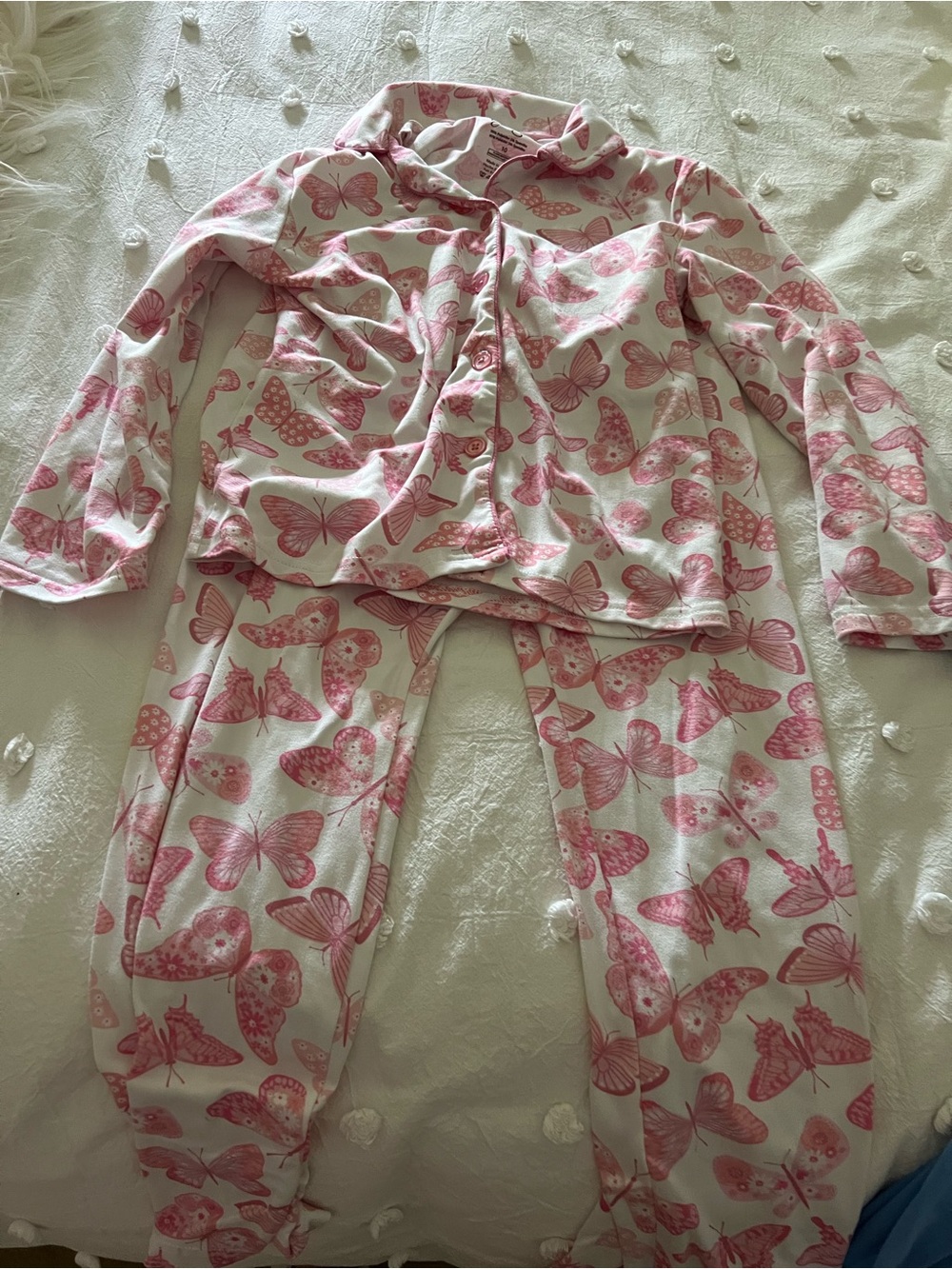 Jessica Simpson Girls White and Pink Butterfly Pajama Set